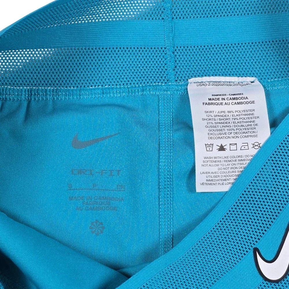 Nike Court Dri-FIT Slam Coconut/Teal AOP Pleated Tennis Skirt Skort- Women's Sm